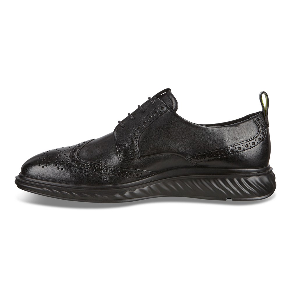 ECCO Mens Brogue Shoes Black - St.1 Hybrid Lite Wingtip - IZB-593287